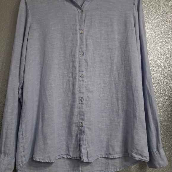 Sigfrid Olsen 100% Linen Shirt With Button Detail In The Back   Size L - Picture 3 of 7